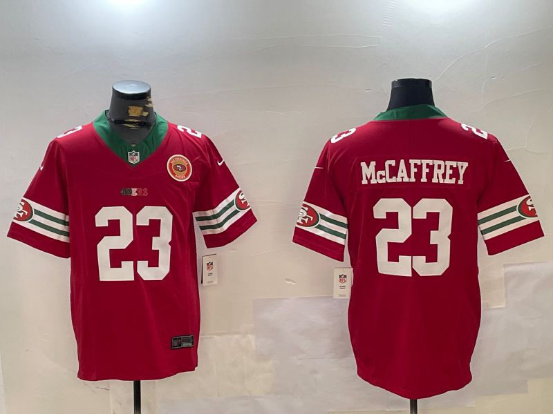 Men San Francisco 49ers #23 Mccaffrey Red Mexico three generations 2024 Nike Vapor Limited NFL Jersey style 5